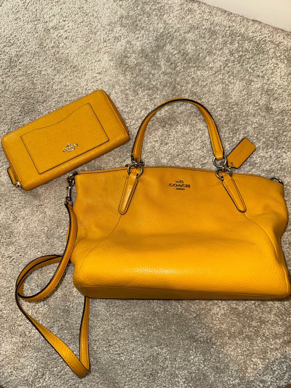 Coach Pebbled Leather Satchel and Wallet -  Yellow